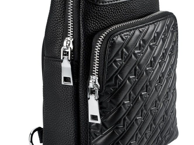 Сумка – слінг із натуральної шкіри LeGRAND collection 338 чорна, фото , зображення 5