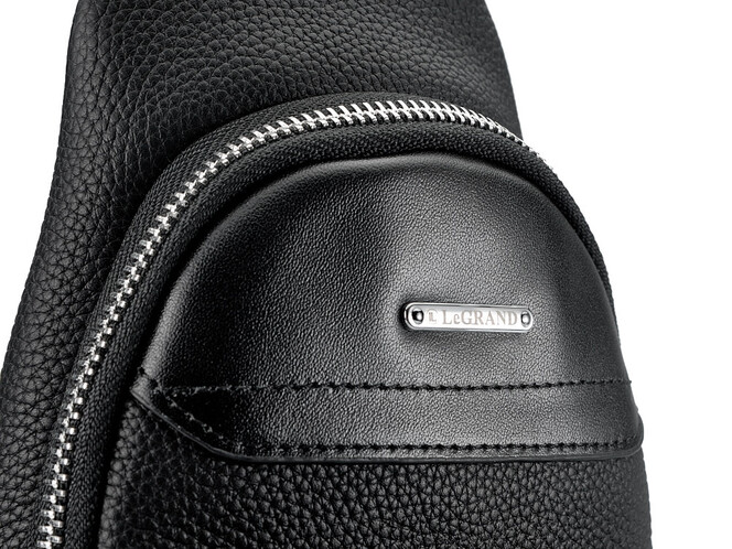Сумка – слінг із натуральної шкіри LeGRAND collection 338 чорна, фото , зображення 6