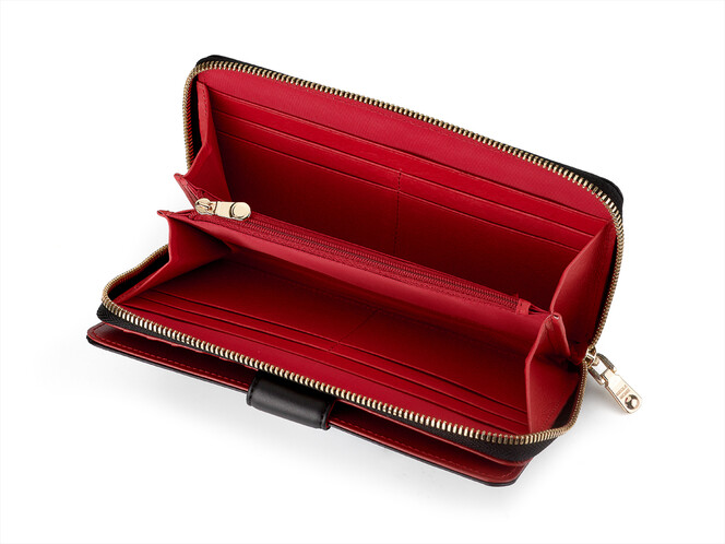 Стильный женский кошелек из натуральной кожи Nicole Richie 1514 A черный, Цвет: Черный, Тип и  фактура кожи: тисненая, фото , изображение 3