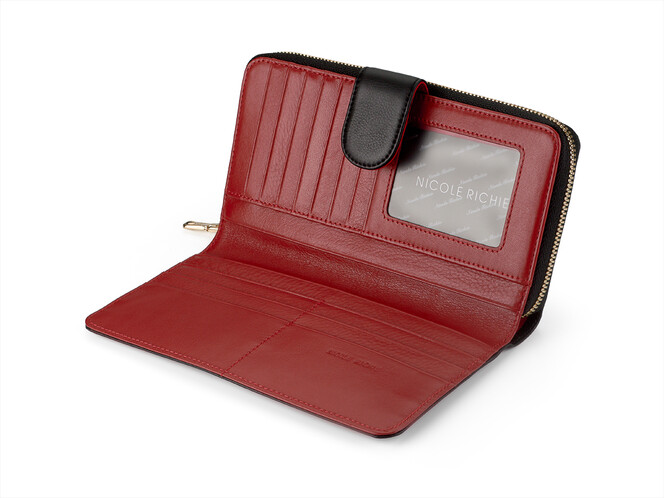 Стильный женский кошелек из натуральной кожи Nicole Richie 1514 A черный, Цвет: Черный, Тип и  фактура кожи: тисненая, фото , изображение 4