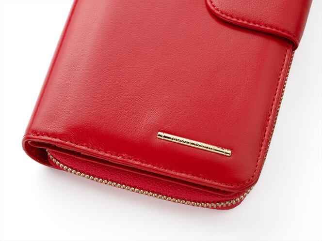 Стильный женский кошелек из натуральной кожи Nicole Richie 1514 E красный, Цвет: Красный, Тип и  фактура кожи: тисненая, фото , изображение 7