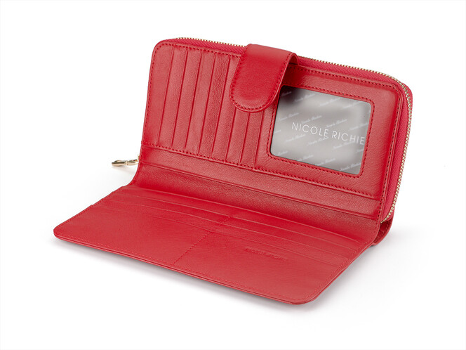 Стильный женский кошелек из натуральной кожи Nicole Richie 1514 E красный, Цвет: Красный, Тип и  фактура кожи: тисненая, фото , изображение 4
