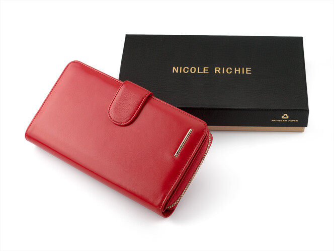 Стильный женский кошелек из натуральной кожи Nicole Richie 1514 E красный, Цвет: Красный, Тип и  фактура кожи: тисненая, фото , изображение 8