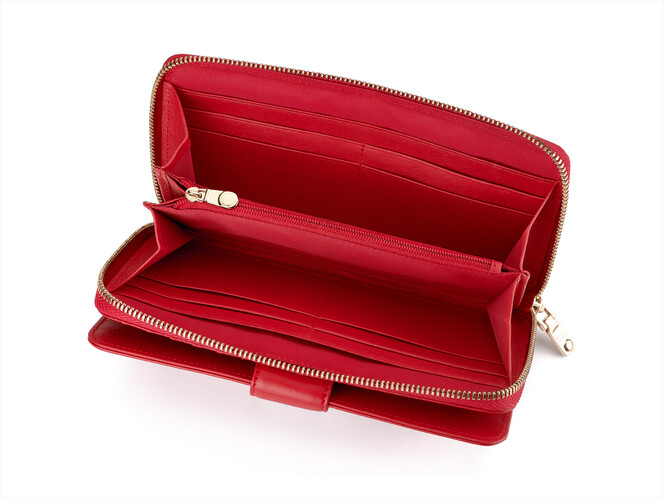 Стильный женский кошелек из натуральной кожи Nicole Richie 1514 E красный, Цвет: Красный, Тип и  фактура кожи: тисненая, фото , изображение 3