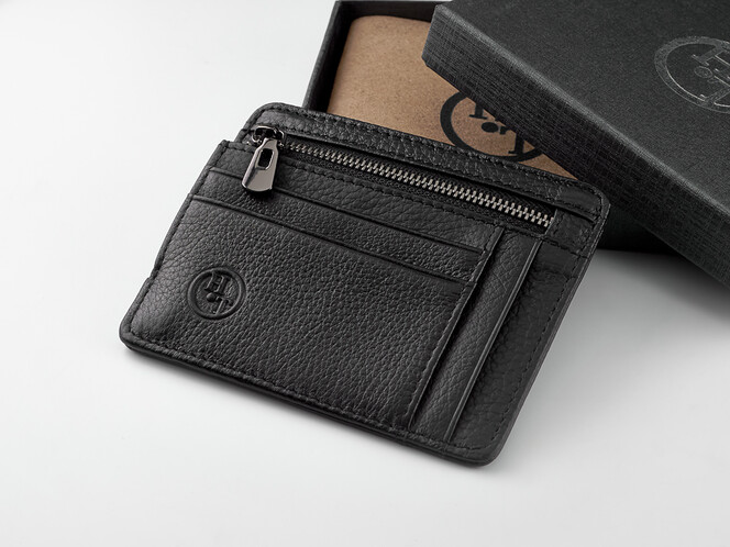 Кожаный картхолдер - кошелек H.T. 170-5 чёрный, фото , изображение 5