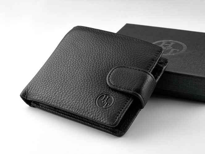 Кожаное мужское портмоне H.T. 208-0611w чёрный, фото , изображение 9