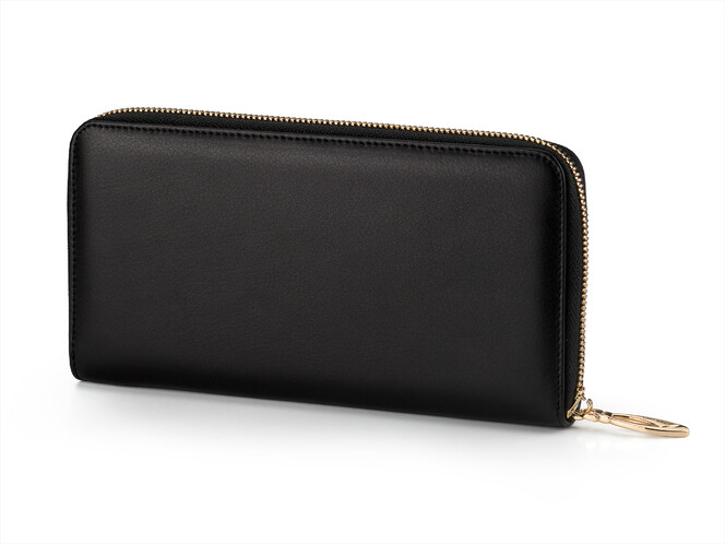 Женский кошелек - клатч из натуральной кожи Moro&Jenny 6112 A чёрный, Цвет: Черный, Тип и  фактура кожи: гладкая, фото , изображение 2