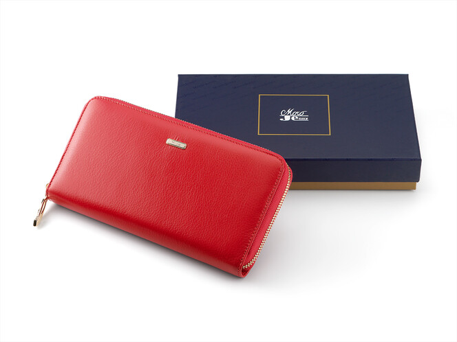 Женский кошелек - клатч из натуральной кожи Moro&Jenny 6112 E красный, Цвет: Красный, Тип и  фактура кожи: гладкая, фото , изображение 8