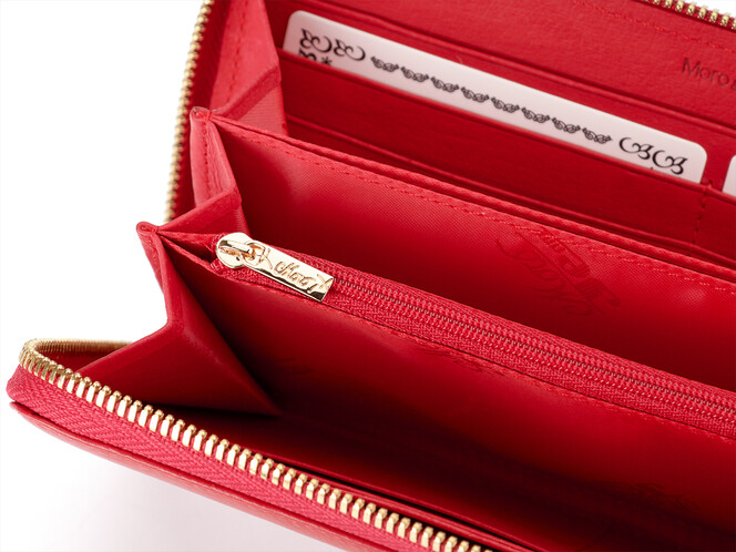 Женский кошелек - клатч из натуральной кожи Moro&Jenny 6112 E красный, Цвет: Красный, Тип и  фактура кожи: гладкая, фото , изображение 4