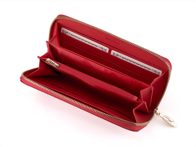 Женский кошелек - клатч из натуральной кожи Moro&Jenny 6112 E красный, Цвет: Красный, Тип и  фактура кожи: гладкая, фото , изображение 3