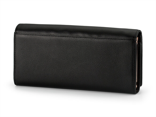 Кожаный женский кошелек Valentino 802 A Black чёрный, Цвет: Черный, Тип и  фактура кожи: гладкая, фото , изображение 2