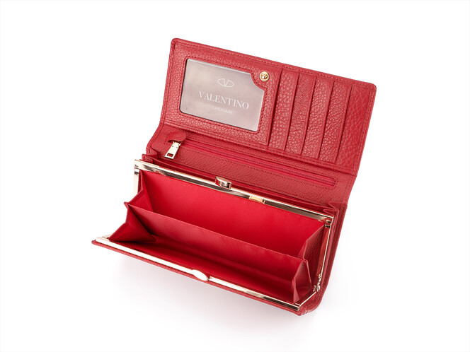 Кожаный женский кошелек Valentino 802 E Red красный, Цвет: Красный, Тип и  фактура кожи: гладкая, фото , изображение 5