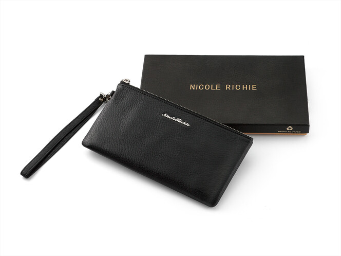 Женский кожаный кошелёк - клатч Nicole Richie 8893 A черный, Цвет: Черный, Тип и  фактура кожи: зернистая, фото , изображение 9