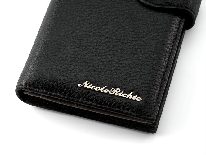 Стильный женский кошелек из натуральной кожи Nicole Richie 8895 A черный, Цвет: Черный, Тип и  фактура кожи: гладкая+зернистая, фото , изображение 8
