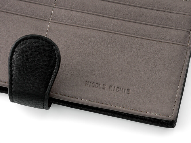 Стильный женский кошелек из натуральной кожи Nicole Richie 8895 A черный, Цвет: Черный, Тип и  фактура кожи: гладкая+зернистая, фото , изображение 6