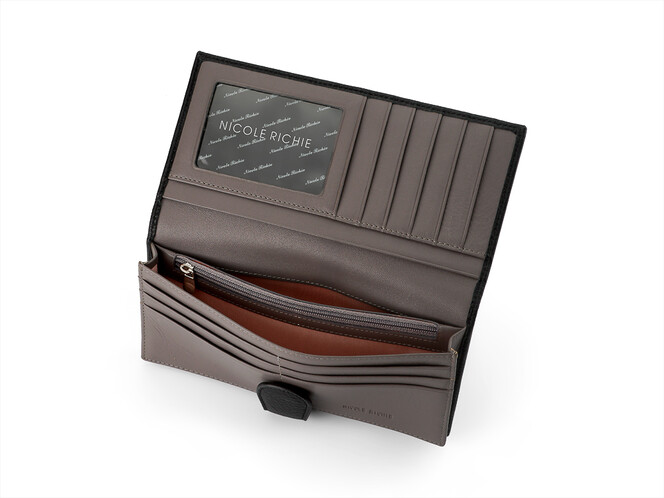 Стильный женский кошелек из натуральной кожи Nicole Richie 8895 A черный, Цвет: Черный, Тип и  фактура кожи: гладкая+зернистая, фото , изображение 3