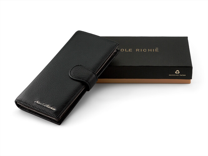 Стильный женский кошелек из натуральной кожи Nicole Richie 8895 A черный, Цвет: Черный, Тип и  фактура кожи: гладкая+зернистая, фото , изображение 9