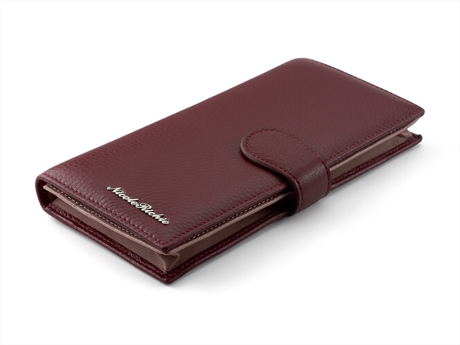 Стильный женский кошелек из натуральной кожи Nicole Richie 8895 Z бордовый, Цвет: Бордовый, Тип и  фактура кожи: гладкая+зернистая, фото , изображение 6