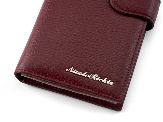 Стильный женский кошелек из натуральной кожи Nicole Richie 8895 Z бордовый, Цвет: Бордовый, Тип и  фактура кожи: гладкая+зернистая, фото , изображение 7