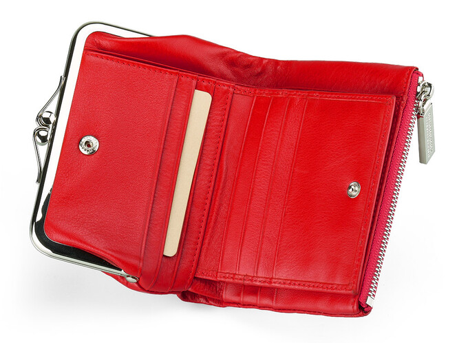 Жіночий гаманець зі шкіри вищого сорту Burberry 5637 E Red червоний, Колір: Червоний, Тип і фактура шкіри: витиснена, фото , зображення 2
