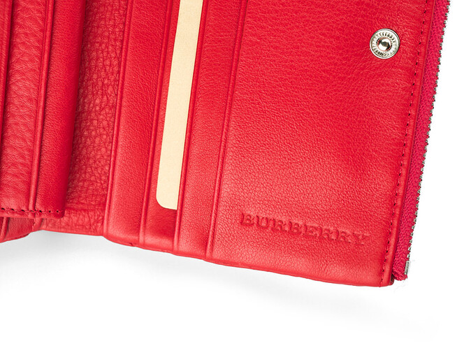 Жіночий гаманець зі шкіри вищого сорту Burberry 5637 E Red червоний, Колір: Червоний, Тип і фактура шкіри: витиснена, фото , зображення 6
