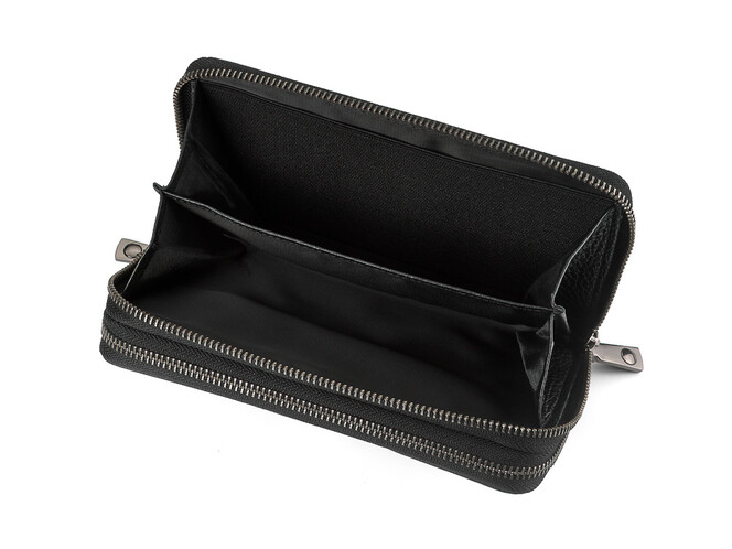 Мужской клатч – кошелек из натуральной плетеной кожи на две молнии LeGRAND collection 162-M31 чёрный, фото , изображение 5