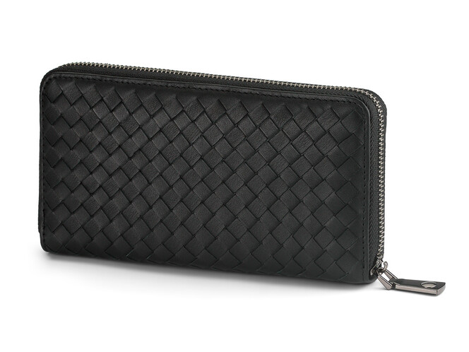 Мужской кошелек - клатч с плетеной кожи на молнии LeGRAND collection 162-M22 чёрный, фото , изображение 3