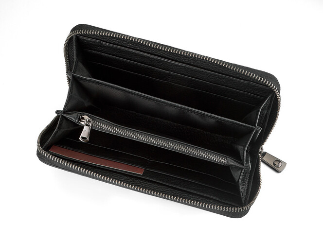 Мужской кошелек - клатч с плетеной кожи на молнии LeGRAND collection 162-M22 чёрный, фото , изображение 4