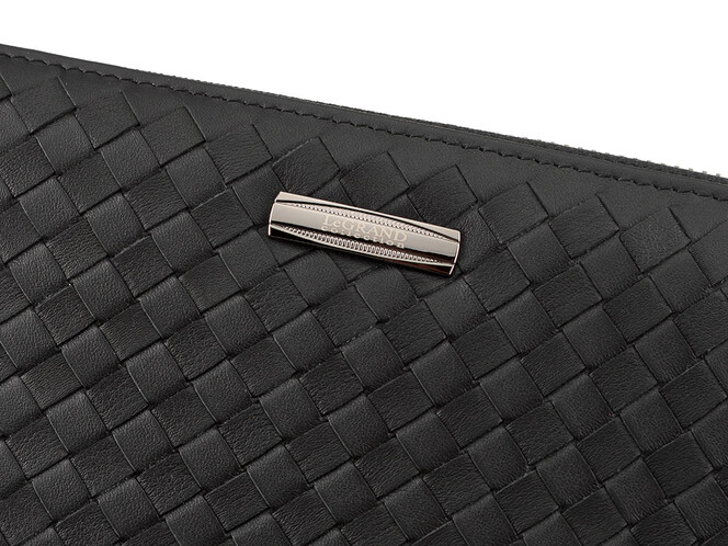 Мужской кошелек - клатч с плетеной кожи на молнии LeGRAND collection 162-M22 чёрный, фото , изображение 7