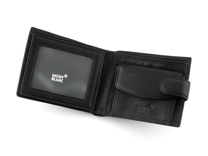 Мужское кожаное портмоне Mont Blanc 3009 чёрный, фото , изображение 4