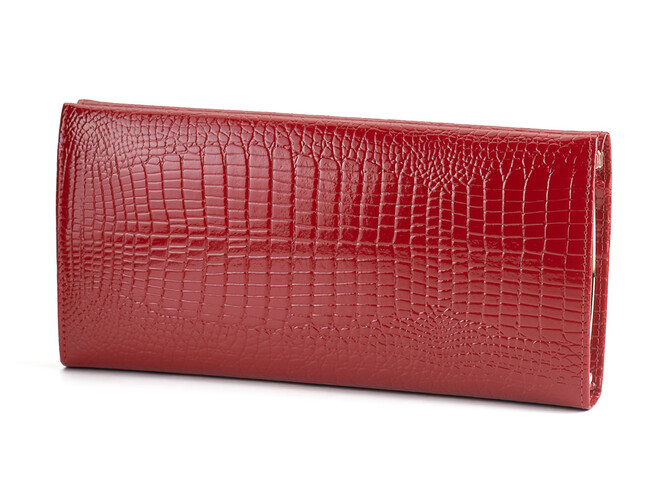 Элегантный женский кошелёк из натуральной кожи Moro&Jenny 59055 E красный, Цвет: Красный, Тип и  фактура кожи: лаковая, фото , изображение 2