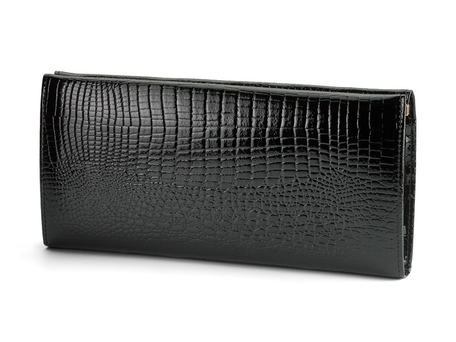 Элегантный женский кошелёк из натуральной кожи Moro&Jenny 59055 A чорний, Цвет: Черный, Тип и  фактура кожи: лаковая, фото , изображение 2