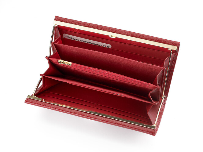 Элегантный женский кошелёк из натуральной кожи Moro&Jenny 59055 E красный, Цвет: Красный, Тип и  фактура кожи: лаковая, фото , изображение 3