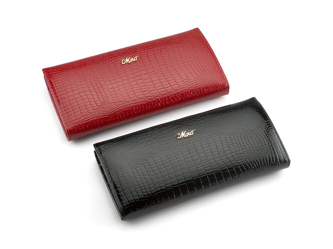 Элегантный женский кошелёк из натуральной кожи Moro&Jenny 59055 A чорний, Цвет: Черный, Тип и  фактура кожи: лаковая, фото , изображение 5