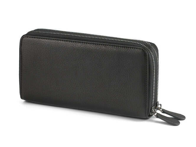 Кожаный мужской кошелек - клатч из гладкой кожи на две молнии S.T. Dupont 4-456 чёрный, фото , изображение 2