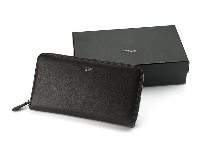 Кожаный мужской клатч на молнии S.T. Dupont 4-460 чёрный, фото , изображение 8