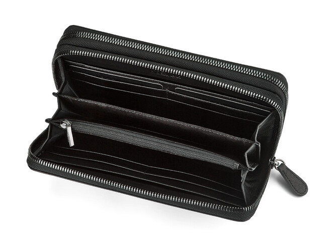 Кожаный мужской кошелек - клатч из гладкой кожи на две молнии S.T. Dupont 4-456 чёрный, фото , изображение 3