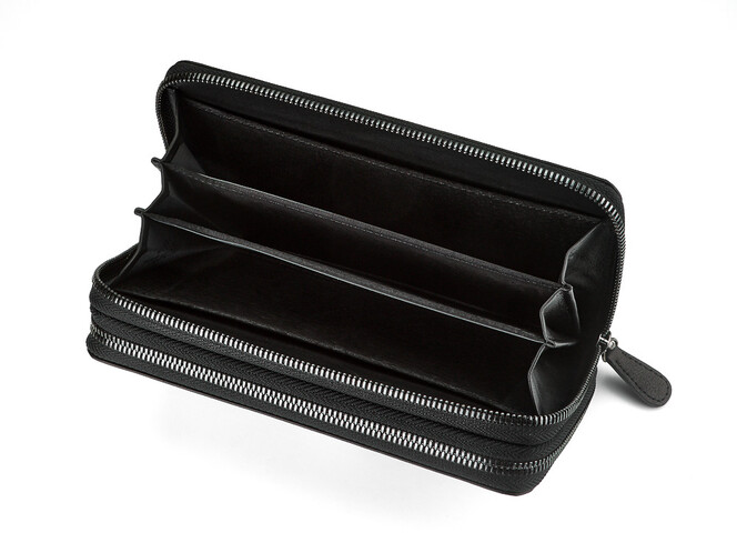 Кожаный мужской кошелек - клатч из гладкой кожи на две молнии S.T. Dupont 4-456 чёрный, фото , изображение 4