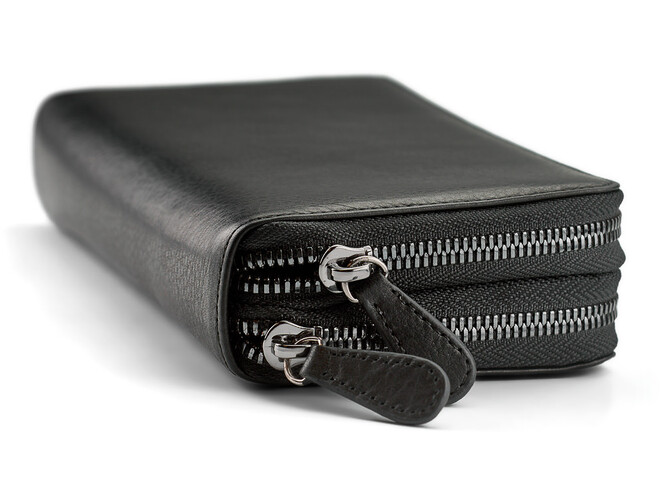 Кожаный мужской кошелек - клатч из гладкой кожи на две молнии S.T. Dupont 4-456 чёрный, фото , изображение 5