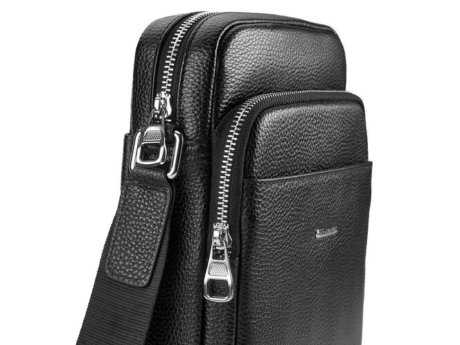 Сумка чоловіча з натуральної шкіри LeGRAND collection 6856-4X чорна, фото , зображення 5