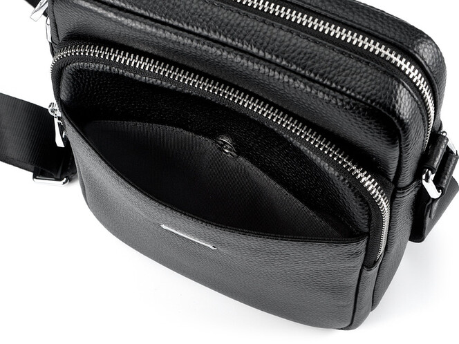 Сумка чоловіча з натуральної шкіри LeGRAND collection 6856-4X чорна, фото , зображення 6
