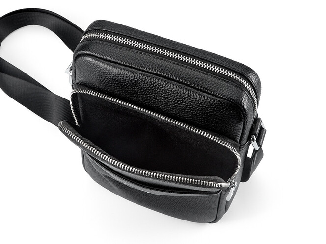 Сумка чоловіча з натуральної шкіри LeGRAND collection 6856-4X чорна, фото , зображення 7