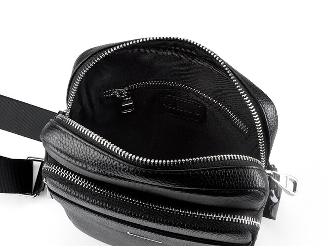 Сумка чоловіча з натуральної шкіри LeGRAND collection 6856-4X чорна, фото , зображення 8