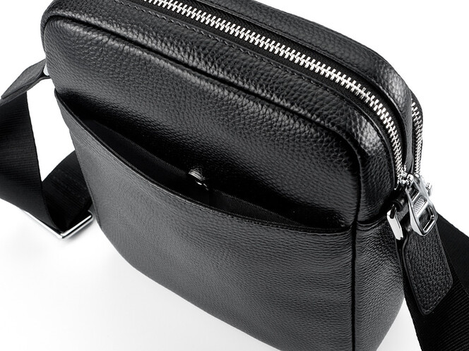 Сумка чоловіча з натуральної шкіри LeGRAND collection 6856-4X чорна, фото , зображення 10