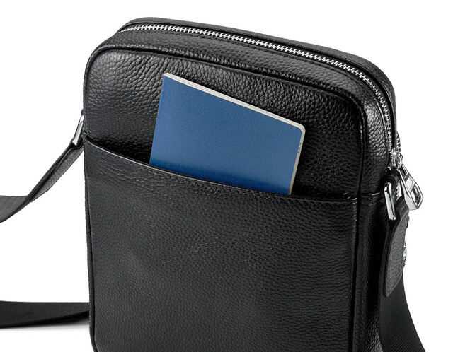 Сумка чоловіча з натуральної шкіри LeGRAND collection 6856-4X чорна, фото , зображення 11