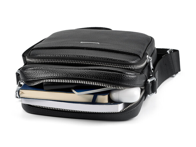 Сумка чоловіча з натуральної шкіри LeGRAND collection 6856-4X чорна, фото , зображення 12